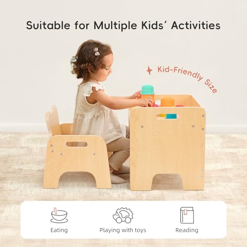 Montessori Toddler Weaning Table and Chair Set - Wooden Kids Activity Furniture