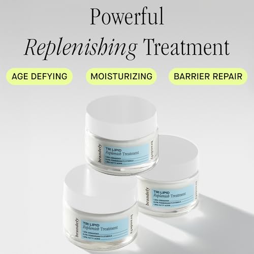 Brandefy Tri Lipid Replenish Treatment - 1.5% Ceramides, 4.0% Sterols, 1.8% Fatty Acids - Peptide Moisturizer, Hydrating Face Cream, Made in the USA (1.6 Oz)