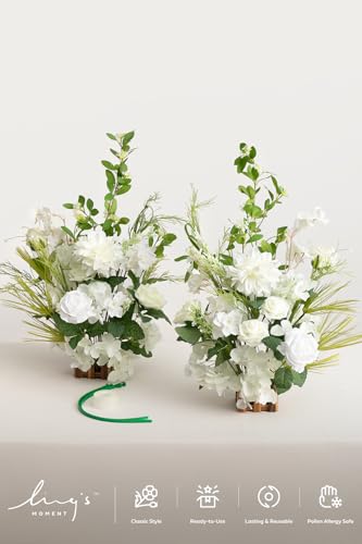 Ling's Moment White Lily of The Valley Wedding Aisle Runner - Free-Standing Floral Decor