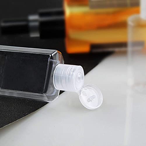 FOOCHY 2oz Empty Hand Sanitizer Travel Size Bottles, Refillable Clear Plastic Containers with Flip Cap for Shampoo, Lotion, Cream, Baby Shower, Tolitery (100 Pack)