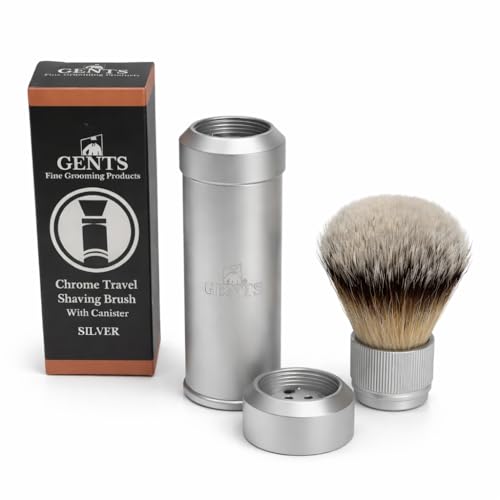 6-Inch Travel Shaving Brush with Collapsible Canister - Silver Men’s Grooming