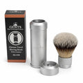 6-Inch Travel Shaving Brush with Collapsible Canister - Silver Men’s Grooming