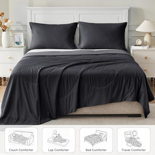 Cooling Comforter for Hot Sleepers Queen 90x90 Black - Breathable, Fast Cooling Bed Blanket
