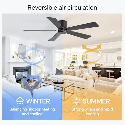 ZYD 2-Pack 42 Inch Black Ceiling Fans with Remote, No Light, Reversible DC Motor, Indoor & Outdoor