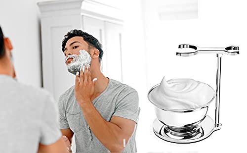 Luxury Shaving Razor & Brush Stand with Soap Bowl - Compatible with Manual & Gillette Razors