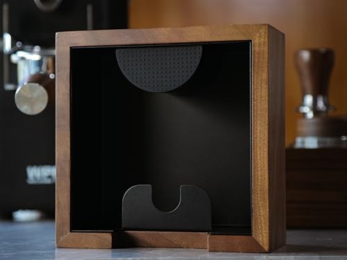 Espresso Knock Box & Tamping Station Kit 54mm - Walnut Coffee Organizer