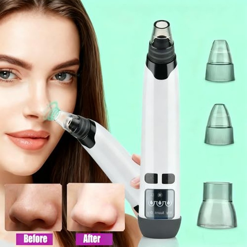 Blackhead Remover Pore Vacuum,Deeply Black Head Remover for Face,4 Pore Sucker Tools,3 Adjustable Suction Levels LED Display, USB Charging with hot Compress Extractor Tool for Women & Men