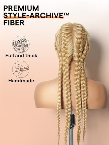 GORGIUS Blonde Braided Lace Front Wigs HXB11 M27613 Pre-Plucked Knotless Synthetic Box Braiding Wig for Women