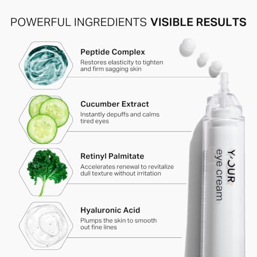 Y¡¯OUR Retinol & Peptide Complex Eye Cream: Anti-Aging for Dark Circles, Puffiness, Wrinkles & Crow¡¯s Feet; Hydrating & Under Eye Repair. Made in USA. Gifts for Women