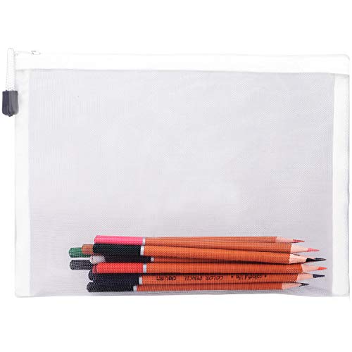 White Mesh Makeup Cosmetic Bag Set - 20 Pouches, Travel Organizers