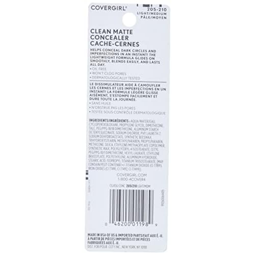 COVERGIRL - Clean Matte Concealer, Oil-Free, Lightweight Formula, Blendable, Natural-Looking Coverage, 100% Cruelty-Free (Pack of 2)