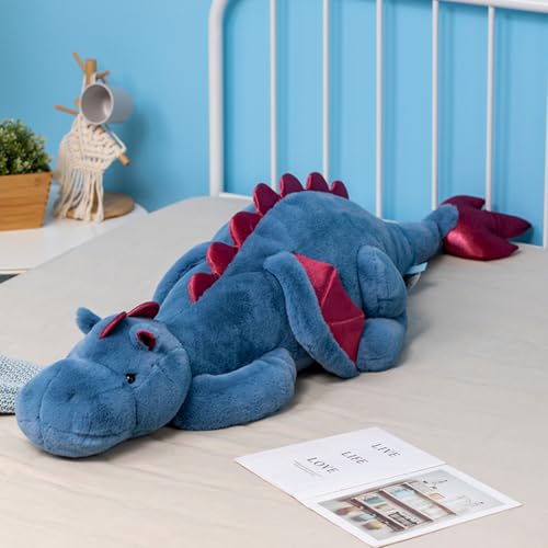 IFX24 10 lb Weighted Dragon Stuffed Animal – 35.4" Plush Toy, Blue