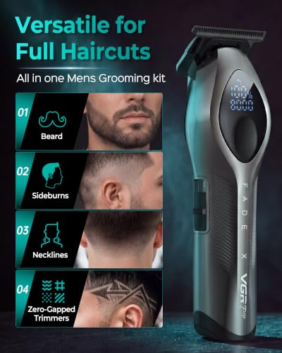 Cordless Hair Clippers for Men, Professional Grooming & Trimmer Set with 9 Guide Combs