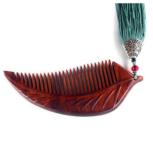 Wooden Comb for Women - Carved Natural Boxwood Hair Comb - One Size Leaf