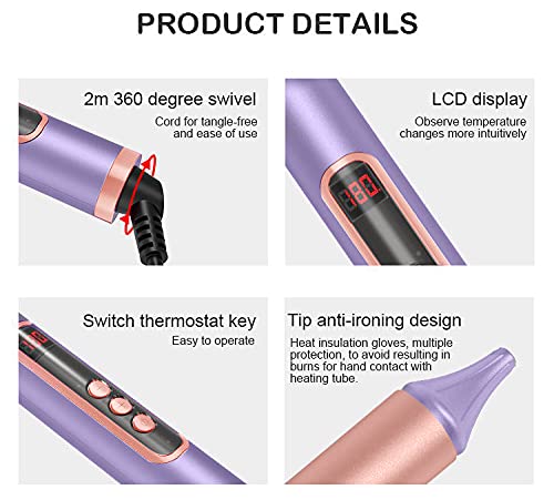 6-in-1 Ceramic Curling Iron Set with Straightener & Travel Bag - Adjustable Temp