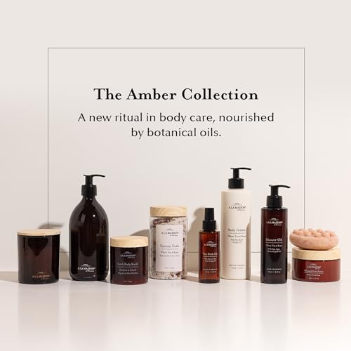 A LA MAISON French Liquid Hand Soap - Jasmine & Santal - Refillable 16.5oz in Amber Glass Bottle
