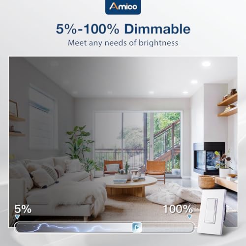 Amico 6 Inch Recessed LED Can Lights 5/6 Inch, 24 Pack, 5 CCT Flat Lights, White