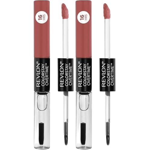 REVLON Liquid Lipstick with Clear Lip Gloss, ColorStay Overtime Lipcolor, Dual Ended with Vitamin E, 360 Endless Spice, 0.07 Oz (Pack of 2)