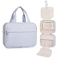 Narwey Hanging Travel Toiletry Bag for Women - Greyish Blue Stripe, Medium