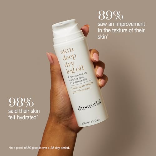 THISWORKS Skin Deep Dry Leg Oil 5 fl oz | Natural Body Oil with 19 Essential & Plant Oils
