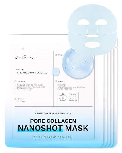 Medianswer Collagen Nanoshot Face Mask for Pore Tightening & Cooling, 5 Pack