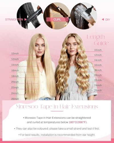Moresoo Deep Black Human Hair Tape-In Extensions 18 Inch 20Pcs 50g - Natural Blend
