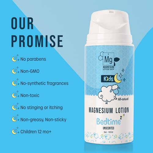 Magnesium Lotion for Kids - Unscented Sleep Support with Shea Butter - 5oz Bottle