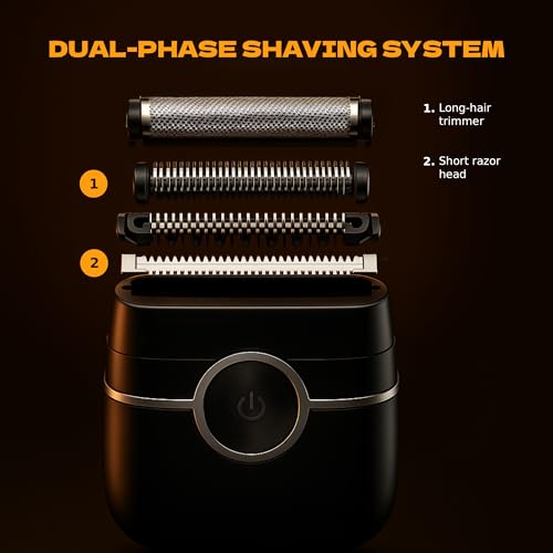 Men's Portable Electric Razor with Trimmer, Waterproof USB-C Shaver - Travel Friendly