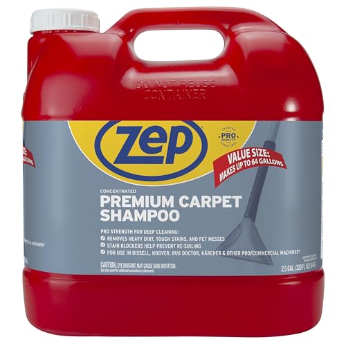 Carpet Cleaner Solution - Zep Premium Carpet Shampoo 2.5 Gal - Case of 2 - Deep Stain Removal, For Carpet Machines - Variation 1