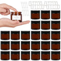 2oz Amber Glass Jars with Lids 24Pack- 2 oz Airtight Small Jars with Lids&Stickers for Cosmetics, Body Butter, Candle Making (2fl.oz-24Pack)