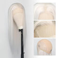 White Platinum Blonde Lace Front Wig for Women - Pre-Plucked, Heat Resistant Synthetic Fiber, 24 Inch