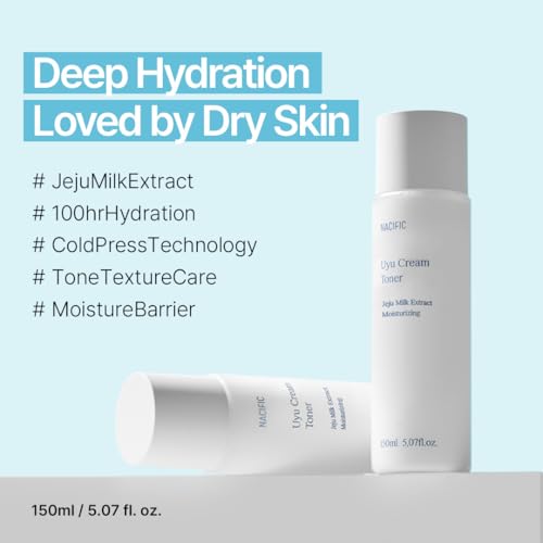 NACIFIC Uyu Cream Toner with Jeju Milk Extract 15%, Ceramide 5 Complex, Milky Hydrating Toner for Dry & Sensitive Skin, Skin Barrier Support, Long-Lasting Moisture Barrier, 150ml
