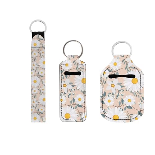 Suobstales 3 Pack Travel Bottle Keychain Holder Set Hand Sanitizer Holder With Chapstick Holder Keychain for Women Men