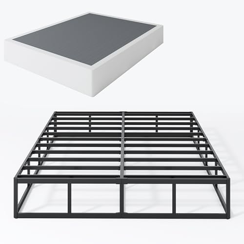 SHLAND King Size 9 Inch Metal Box Spring Bed Foundation - Reinforced Support