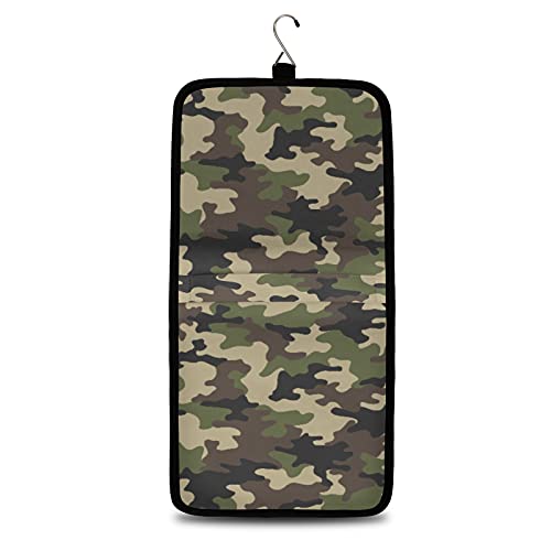 Bardic Green Camouflage Hanging Toiletry Bag Portable Hanging Travel Makeup Bags Waterproof Large Cosmetic Bag Travel Toiletry Kit for Women Girls