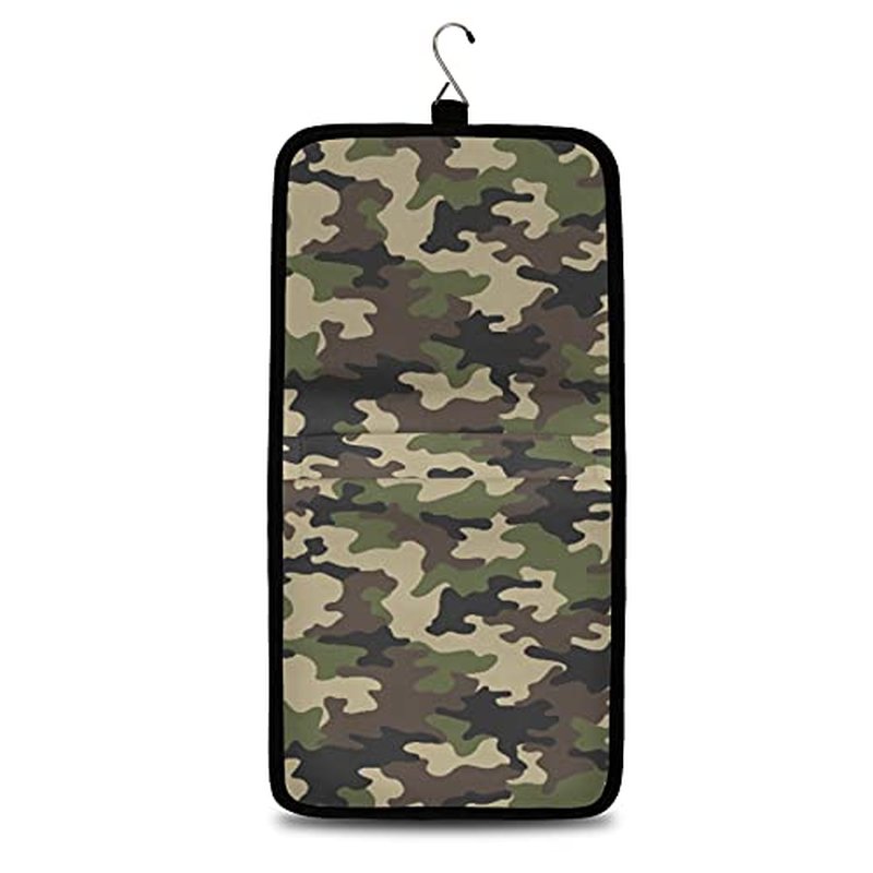 Bardic Green Camouflage Hanging Toiletry Bag Portable Hanging Travel Makeup Bags Waterproof Large Cosmetic Bag Travel Toiletry Kit for Women Girls