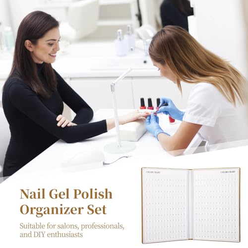 Gold 308 Nail Colors Display Book Set with False Nail Tips & Number Stickers