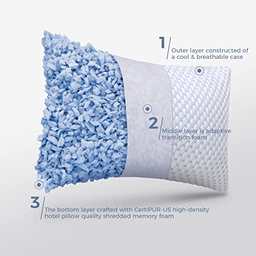 OSBED Queen Shredded Memory Foam Pillow Set of 4 with Cooling & Adjustable Support