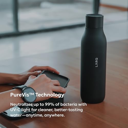 25 Ounce Self-Cleaning UV Water Bottle - Obsidian Black, Insulated Stainless Steel