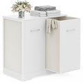 Heeytilly 120L Double Pull-Out Laundry Hamper Cabinet with Removable Bags, White, 23.6"L x 13"W x 29.5"H