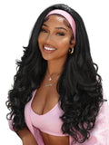Lady Miranda Yaki Curly Headband Wig - Black Layered Flip Curls 26 Inches