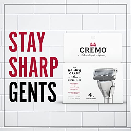 Cremo Astonishingly Superior Razor Refills, (4 Pack) & Astonishingly Superior Barber Grade Refillable System Razor