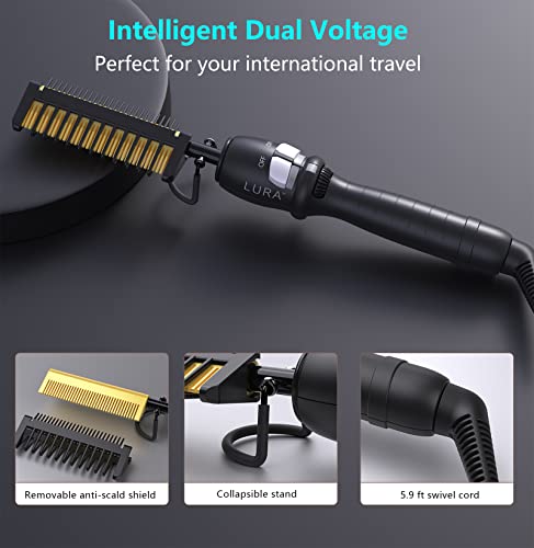 Pink Electric Hot Comb for Hair Styling - Black