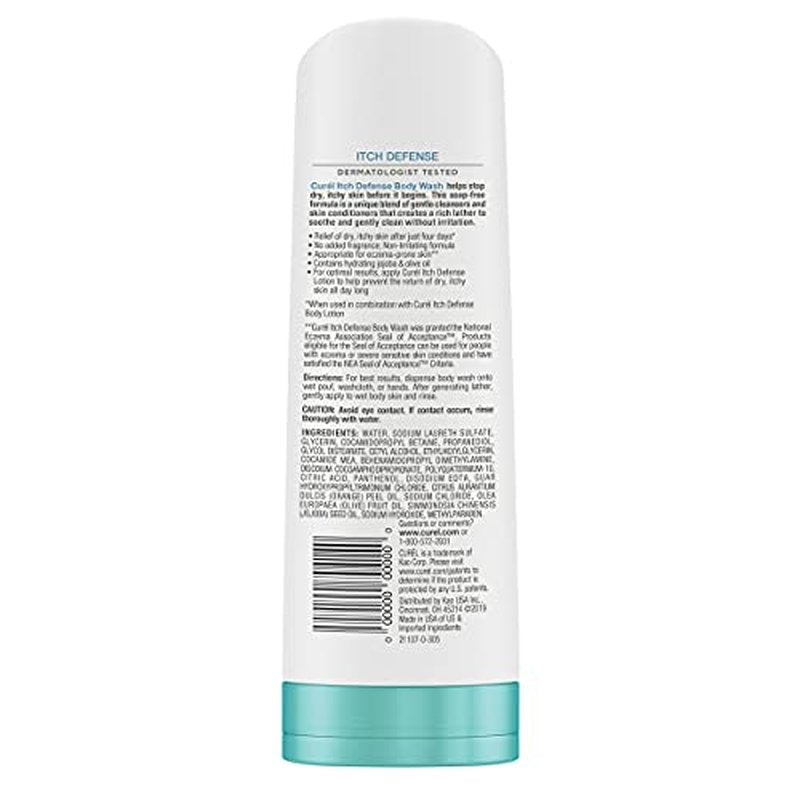 Curel Itch Defense Calming Daily Cleanser, Body Wash, Soap-free Formula, for Dry, Itchy Skin, with Hydrating Jojoba and Olive Oil, 10 Oz, Pack of 3