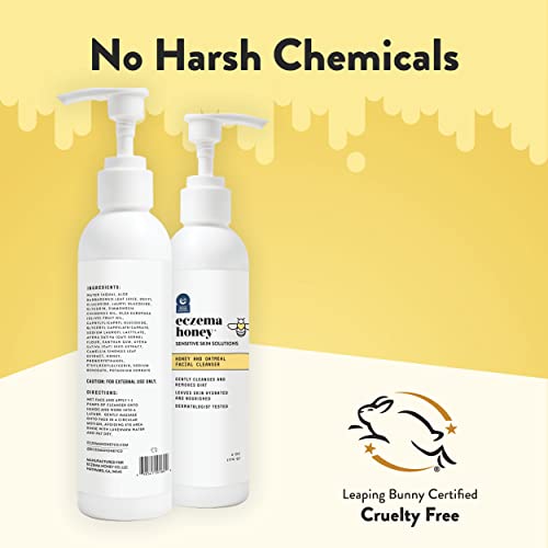 Eczema Honey Oatmeal Facial Cleanser - Gentle Face Wash for Dry & Sensitive Skin - 6 Oz Pack of 2