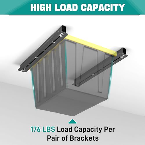 EVERHANGER Heavy Duty Ceiling Garage Storage Rack for 5 Bins - Steel Overhead Organizer