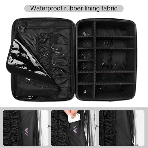 MONSTINA Extra Large Makeup Case 17 Inch Travel Makeup Train Case Professional Makeup Artist Case Nail Polish Organizer Storage Box with Two Adjustable Shoulder Strap