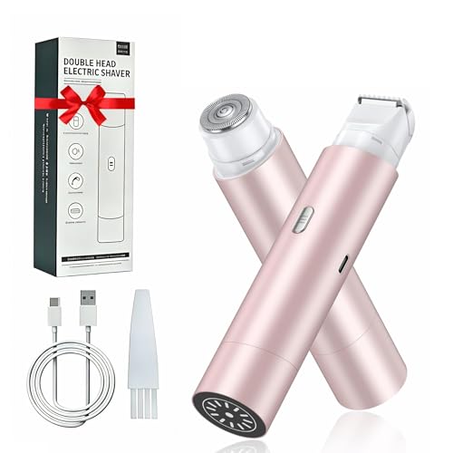 Bikini Trimmer for Women, 2-in-1 Electric Shaver & Painless Hair Remover, IPX8 Waterproof for Wet & Dry Use, USB-C Fast Charge, for Body Face Legs Underarms Sensitive Skin - Rose Pink