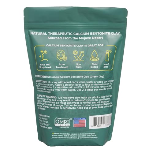 Calcium Bentonite Clay - 2 lbs Calcium Bentonite Clay Powder Clay Mask for Face Body Detox Hair Mask Skincare Ancient Healing Clay