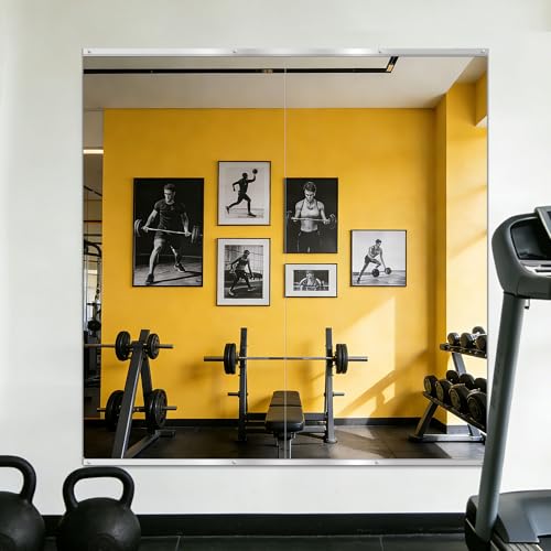 Silver Home Gym Wall Mirror 50x25 Inches - 2PCS Workout Mirrors for Fitness Room